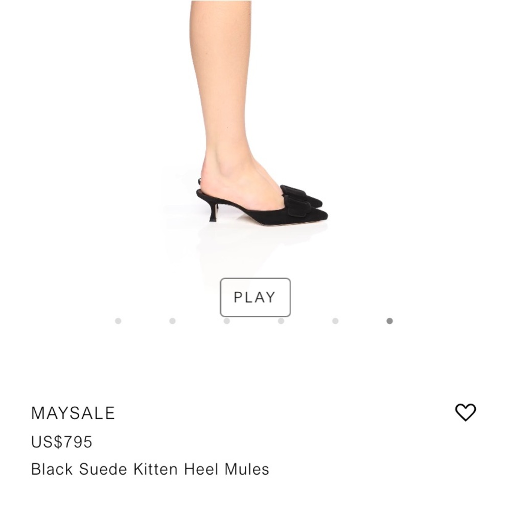 Manolo Blahnik Black Suede Pointed-Toe Buckle Mules - Picture 9 of 9
